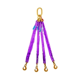 Čtyřpramenný textilní vazák, oko-4 x hák, Nosnost 2100/1500 kg, Certifikovaný